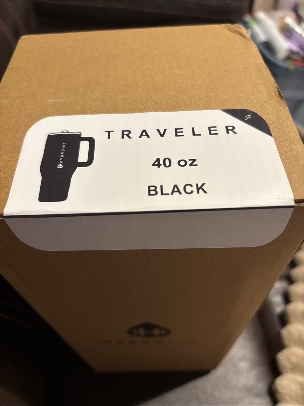Hydrojug Traveler 40 oz Black Travel Mug - Stainless Steel Insulated sealed box